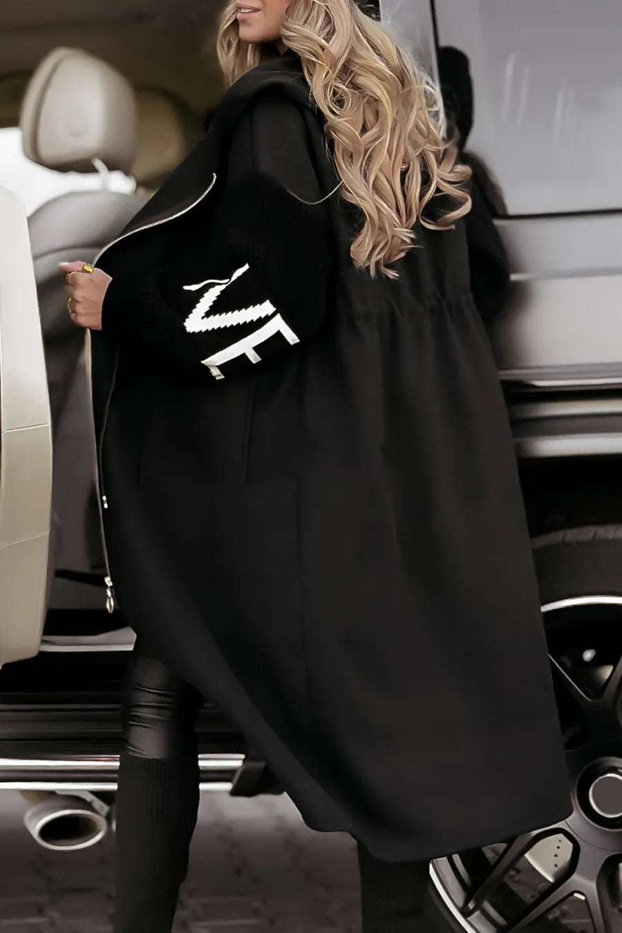 Ladies' Hooded Long Sleeve Knitted Sleeves Patchwork Casual Jacket